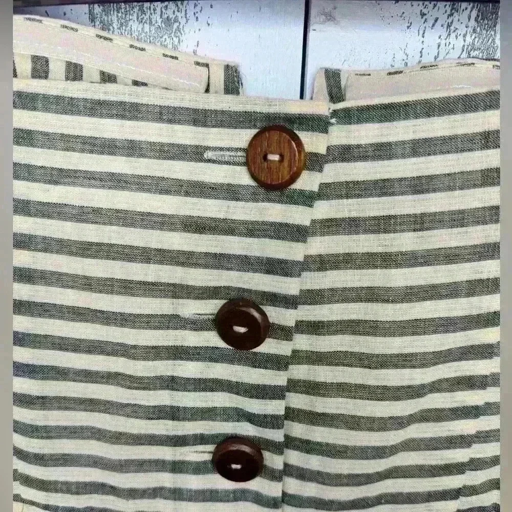 Anthropologie Maeve Changing Stripes Strapless Linen Dress with pockets - Picture 7 of 12